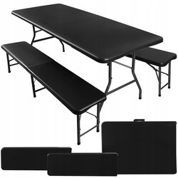 Malatec Gardlov Sklopivi Plastični Sto sa Klupama Crni 180cm Cene