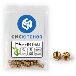 CNC Kitchen Threaded Inserts M4 Short, M4 x 4.0 (50 pcs) Cene