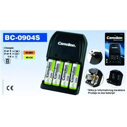 Camelion BC-0904 SM, Punjac baterija AA/AAA/9V LED indikator, crni Cene