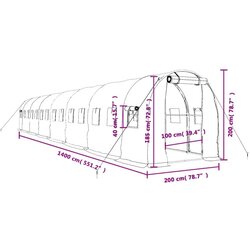  Rastlinjak z jeklenim ogrodjem zelen 28 m² 14x2x2 m Cene