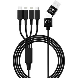 Smrter USB polnilni kabel USB-A vtič\, USB-C® vtič\, Apple Lightning vtič \, Apple Lightning vtič \, USB-mikro-B vtič 1.20 m črna _ELITE_L_BK, (20432788) Cene
