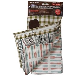 Grill King Kitchen 3u1 set pamučnih kuhinjskih krpa s visilicom Cene