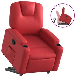 Maison Chic Naslanjač - Relax naslanjač s funkcijo vstajanja rdeče umetno usnje, (22040350) Cene