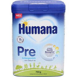 Humana Začetna formula za dojenčke na osnovi kravjega mleka Pre - 750 g Cene