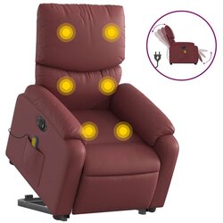 Maison Chic Električni masažni stol - Relax naslanjač s funkcijo vstajanja rdeče umetno usnje, (22062221) Cene