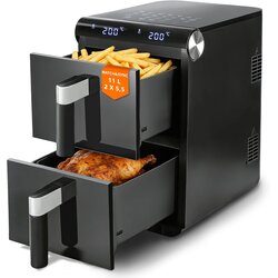 Nettlife cvrtnik na vroč zrak z 2 predelkoma, 11 l, 13 v 1, dvojna cona, 2800 W, zaslon na dotik, časovnik, košare, primerne za pomivanje v pomival, (5000238831) Cene