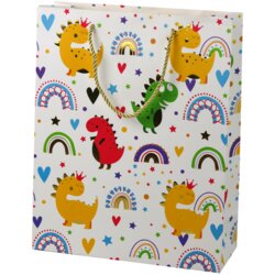 Colorful Dinosaurs Rainbow Gift Bag 32 cm x 26 cm x 10 cm Cene