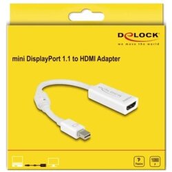 Delock 65128 Mini-DisplayPort / HDMI adapter [1x muški konektor mini DisplayPort - 1x ženski konektor HDMI] bijela 12 cm Cene