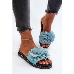 Kesi Women's slippers decorated with flowers, blue cellanen Cene