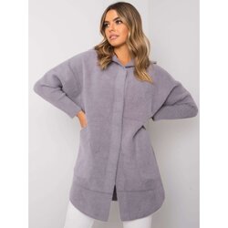 Fashion Hunters Gray alpaca coat with a hood Cene