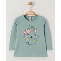 VIA GIRLS Majica za devojčice Cute Meow, Zelena Cene