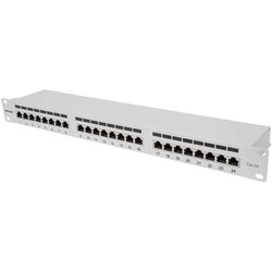 Intellinet Patch Panel, Cat6a, FTP, 24-Port, 1U, Shielded, 90° Top-Entry Punch Down Blocks, Grey Cene