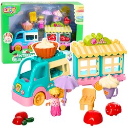 Ice Cream Shop Car With Motorized Girl Figure Desserts Blocks Set Cene
