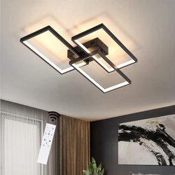 Nettlife 63W LED stropna svetilka z možnostjo zatemnitve in daljinskim upravljalnikom, moderna oblika, črna kovina, (22110664) Cene