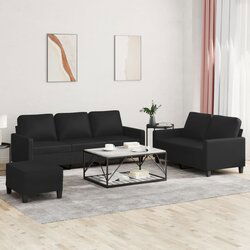 vidaXL 3-dijelni set sofa s jastucima crni od umjetne kože Cijene
