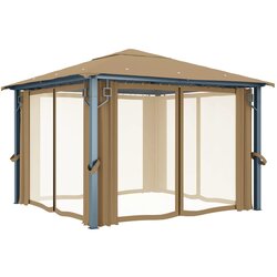 Paviljon z zaveso 300x300 cm taupe aluminij Cene