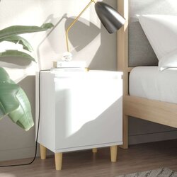 vidaXL noćni ormarić s nogama od masivnog drva bijeli 40 x 30 x 50 cm Cijene