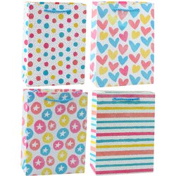 GIFT Bag Hearts Stars Dots Stripes Colored 23 x 18 x 10.5 cm Cene