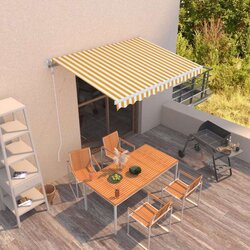  Ročno zložljiva tenda 350x250 cm rumena in bela, (20728990) Cene
