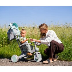 Momi otroški voziček SOLIVIA 4v1 (voziček, voziček s streho, tricikel, poganjalček), črno-siva Cene