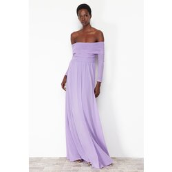 Trendyol Lilac Carmen Collar Tulle Long Evening Dress Cijene