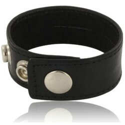 LEATHER BODY COCK AND BALL STRAP WITH SNAPS - BLACK Cene