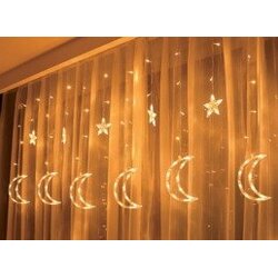 Moon in the Room ML46 LED svjetlosna zavjesa zvjezdice i mjeseci, 3 m, topla bijela Cene