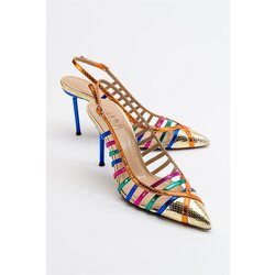 LuviShoes Gesto Gold Multi Women's Heeled Shoes Cijene
