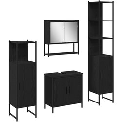 vidaXL set kupaonskog namještaja od 4 dijela crni hrast konstruirano drvo Cijene