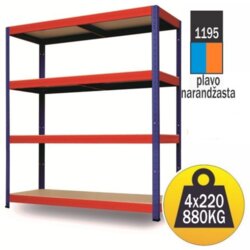 Mdc polica metal-medijapan 180x150x60cm, 4x220kg, plavo-narandžasta 1195 Cene