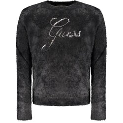 Guess Jeans pulover za djevojčice s vezom i šljokicama crni Cijene