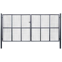 vidaXL Mrežasta vrtna vrata pocinkano jeklo 400x200 cm siva Cene