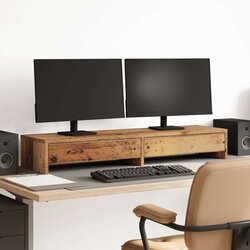  Stalak za monitor s ladicama boja drva 100 x 27 x 15 cm drveni Cijene