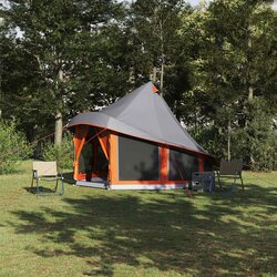 Tipi šator s krovom Siva i narančasta 404 x 370 x 270 cm taft Cene