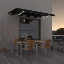 Tenda na ručno uvlačenje s LED svjetlima 400 x 350 cm antracit Cene