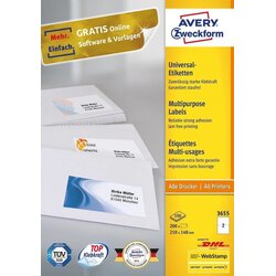 Avery Zweckform Avery 3655 self-adhesive label Rectangle Permanent White 200 pc(s) Cene