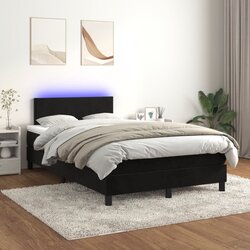 vidaXL Krevet box spring s madracem LED crni 120 x 200 cm baršun Cijene