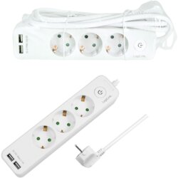 Logilink produžni kabl 3 mesta, 2 USB, prekidač, 1.5m, beli ( 4782 ) Cene