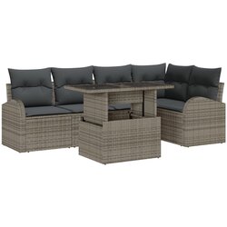 vidaXL 6-dijelni set vrtnih sofa s jastučićima, siva poli pletenina, Dvosjed vrtna sofa sa skladištem i jastučićima, siva poli pletenina Cijene