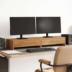  Stalak za monitor s ladicama boja hrasta 100x27x15 cm drveni Cijene