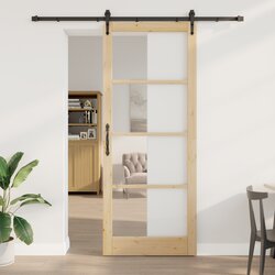 vidaXL Drsna vrata z nastavitvenim kompletom 'ORKDAL'93x232 cm, Notranja vrata z steklom 'ORKDAL'93x232x4 cm Izbor lesa Cene