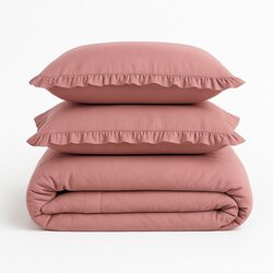 Mila Home Luxury Rožnata enojna posteljnina iz renforce bombaža 140x200 cm Ruffle Striped – Cene