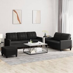 vidaXL 3-dijelni set sofa s jastucima crni od umjetne kože Cijene