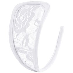 STD Invisible Strapless C-String Transparent Floral Lace White Cene