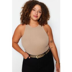 Trendyol Curve Plus Size Camisole - Beige - Fitted Cene