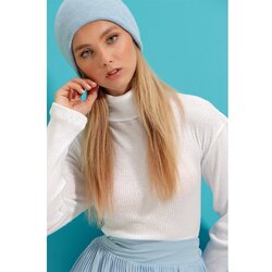 Trend Alaçatı Stili Women's White Turtleneck Corduroy Basic Crop Body Blouse Cene