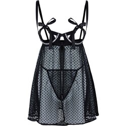 Trendyol Black Polka Dot Lace Ribbon/Bow Stone Detailed Pantyhose Knitted Babydoll Cene