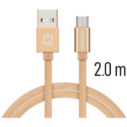Swissten kabel USB/microUSB, platneni, 2m, zlatni Cene