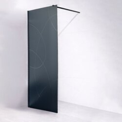 Hydrofit Walk In tuš paravan 8mm black, grey matt glass - 90 cm Cene