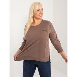 Fashion Hunters brown blouse in a larger size with 3/4 sleeves Cene